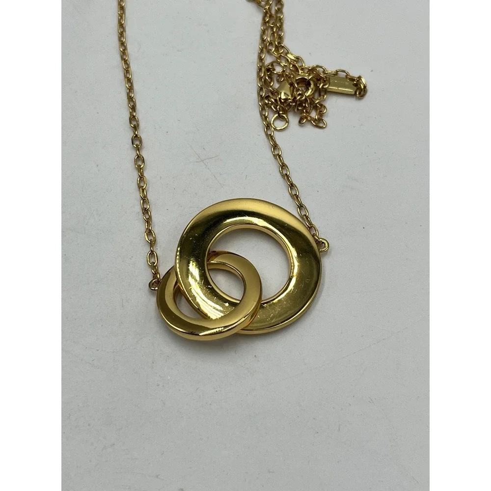 Coach Pegged Signature Interlocking Open Enamel Circle Link Gold Plated Necklace